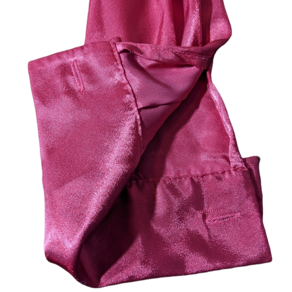 VTG 14 Shiny Red Satin Button Top Balloon Long Sleeve Blouse Cufflink Style Cuff - Picture 12 of 16